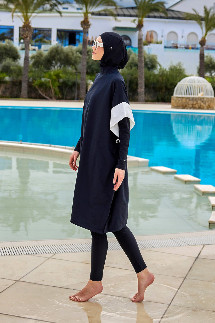 Black Burkini Set Full Coverage Modest Islamic Swimwear M2502 - Glamourous Grace