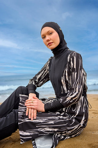 Black Full Coverage Swimwear Burkini Set M2504 - Glamourous Grace