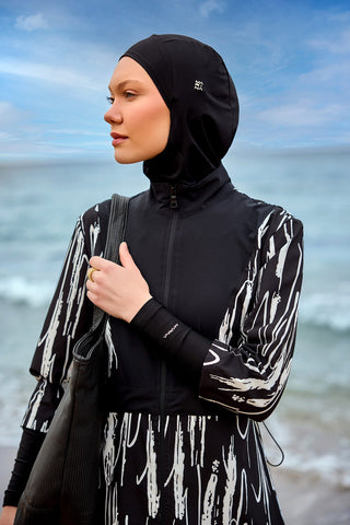 Black Full Coverage Swimwear Burkini Set M2504 - Glamourous Grace