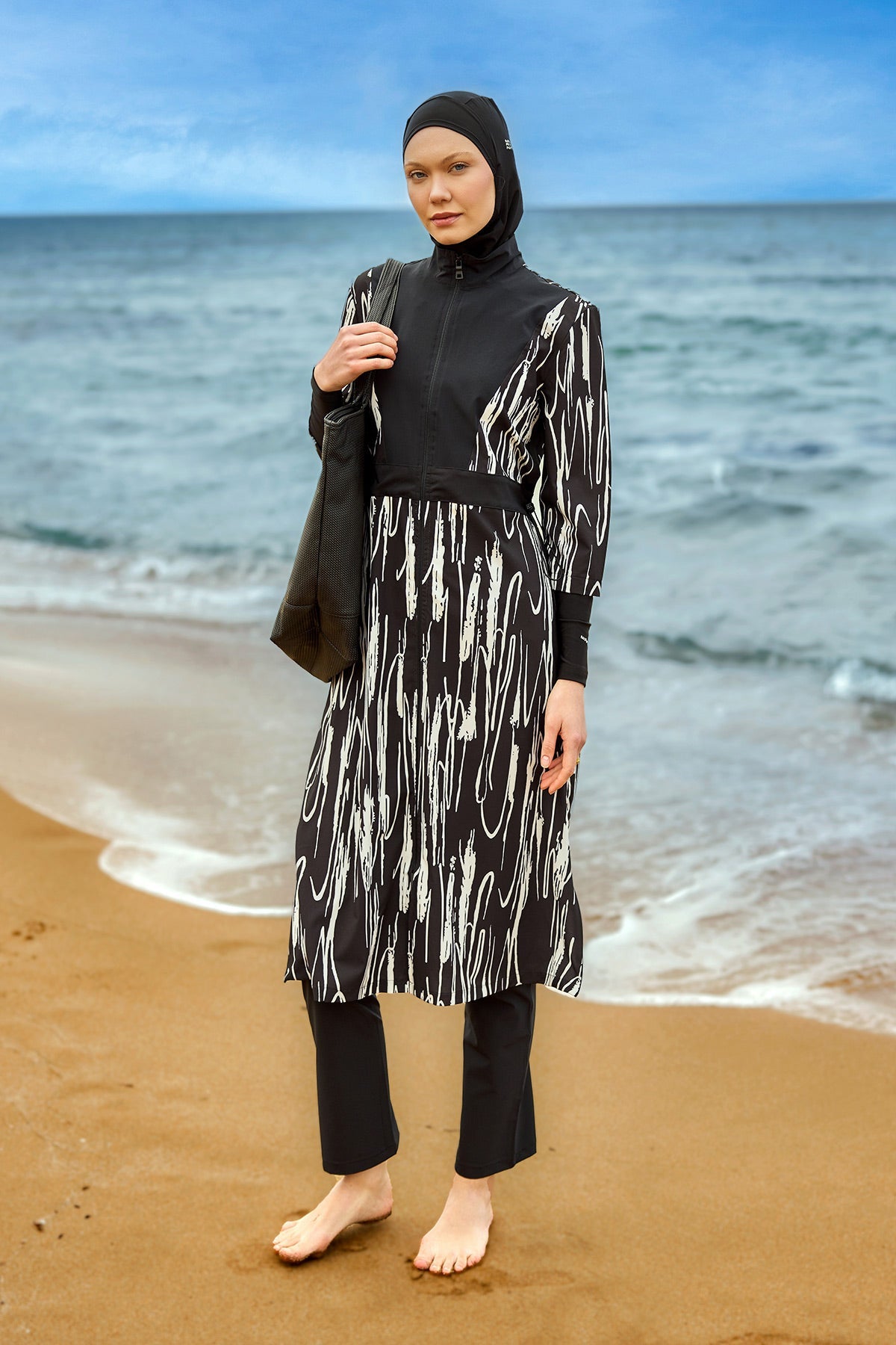 Black Full Coverage Swimwear Burkini Set M2504 - Glamourous Grace