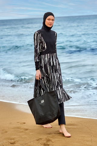 Black Full Coverage Swimwear Burkini Set M2504 - Glamourous Grace