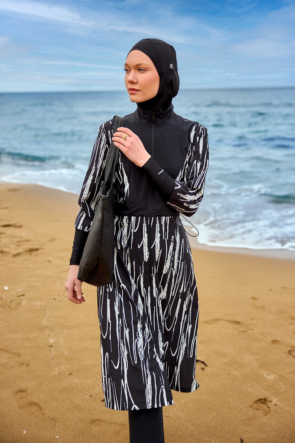 Black Full Coverage Swimwear Burkini Set M2504 - Glamourous Grace