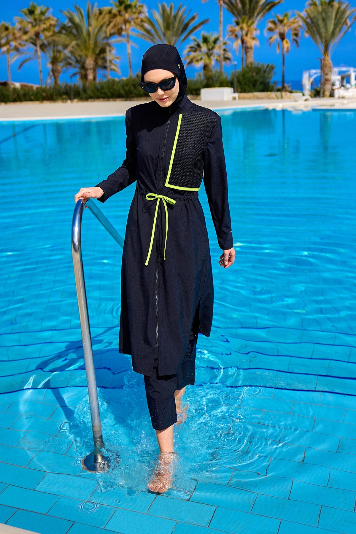 Black Full Coverage Modest Swimwear Burkini Set M2506-1 - Glamourous Grace