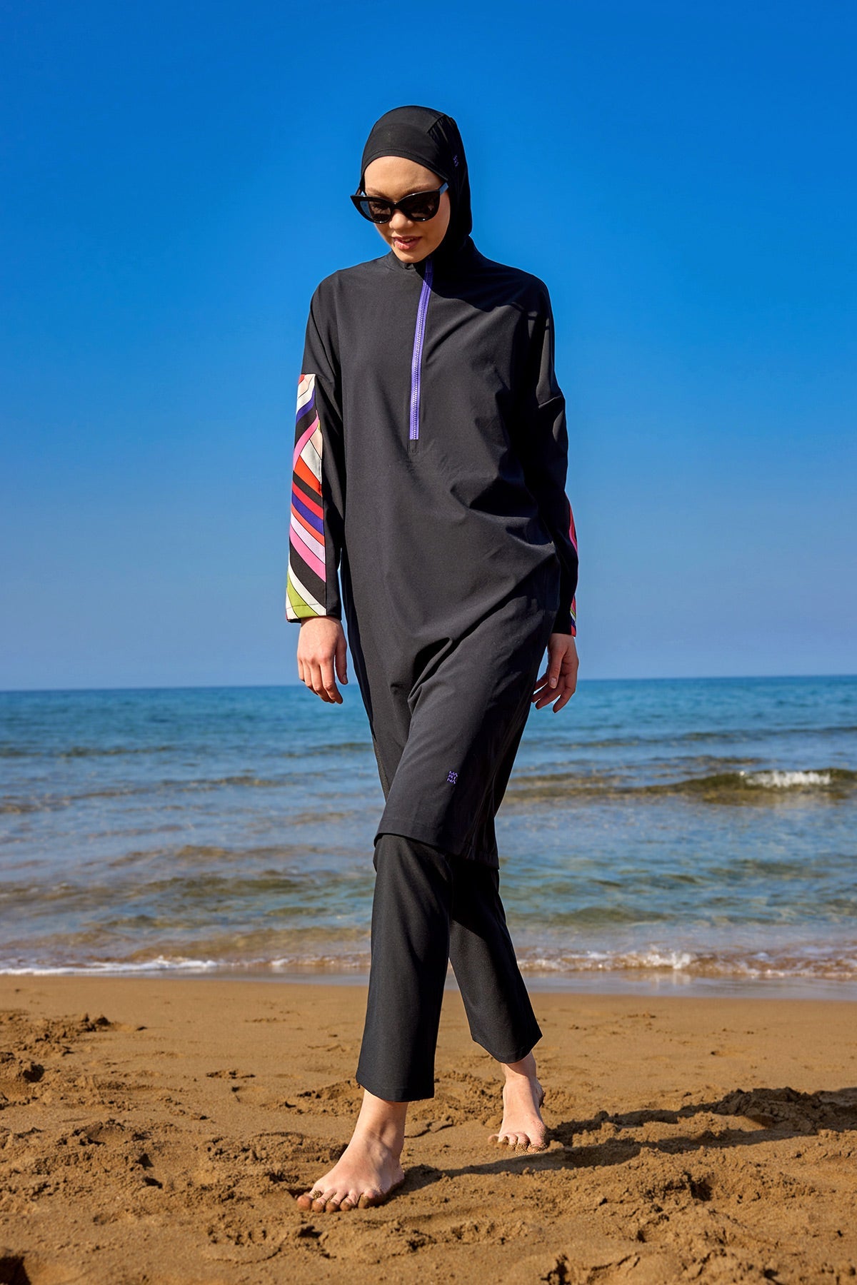 Black Full Coverage Swimwear Burkini Set M2510 - Glamourous Grace