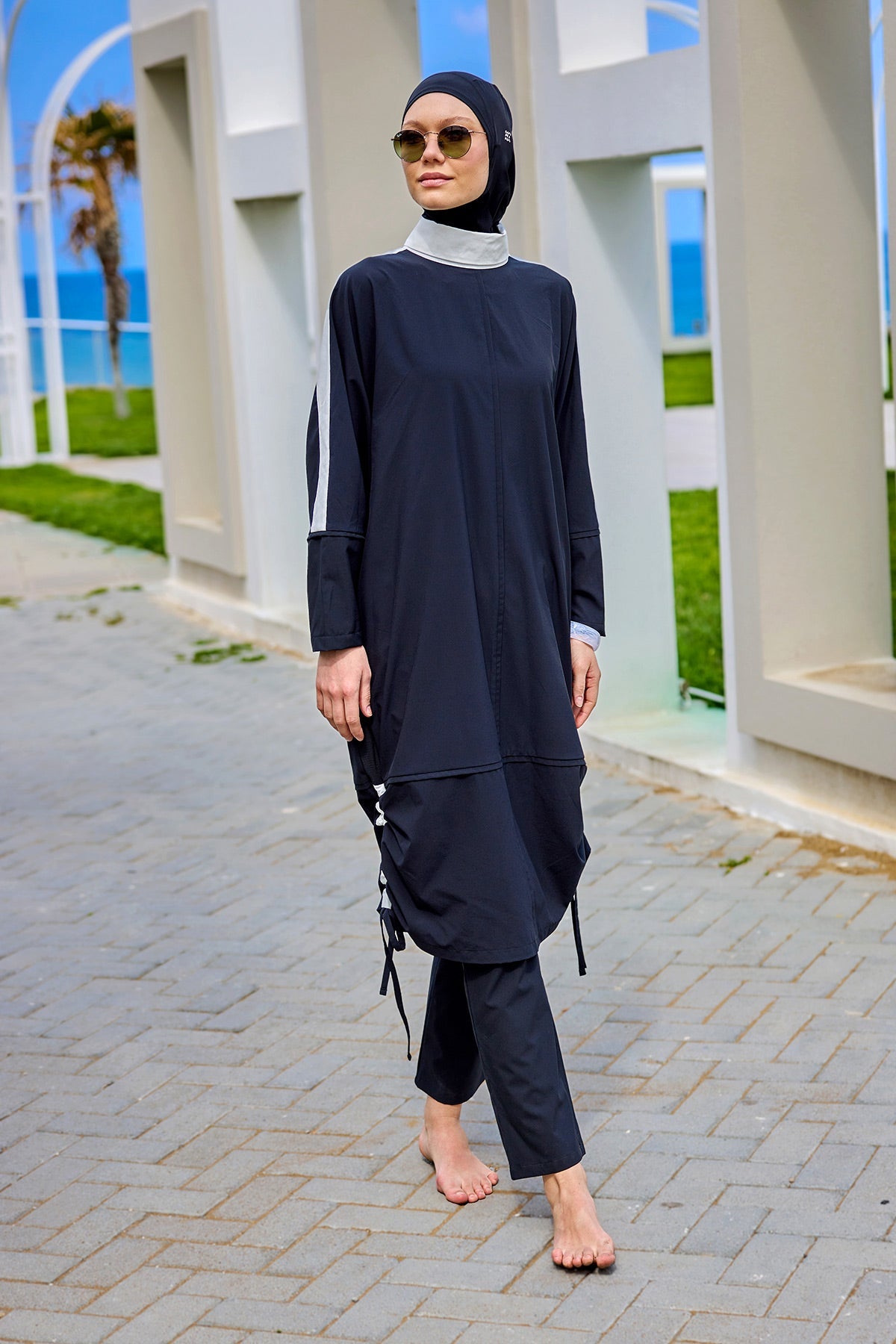 Black Full Coverage Modest Swimwear Burkini Set M2521-3 - Glamourous Grace