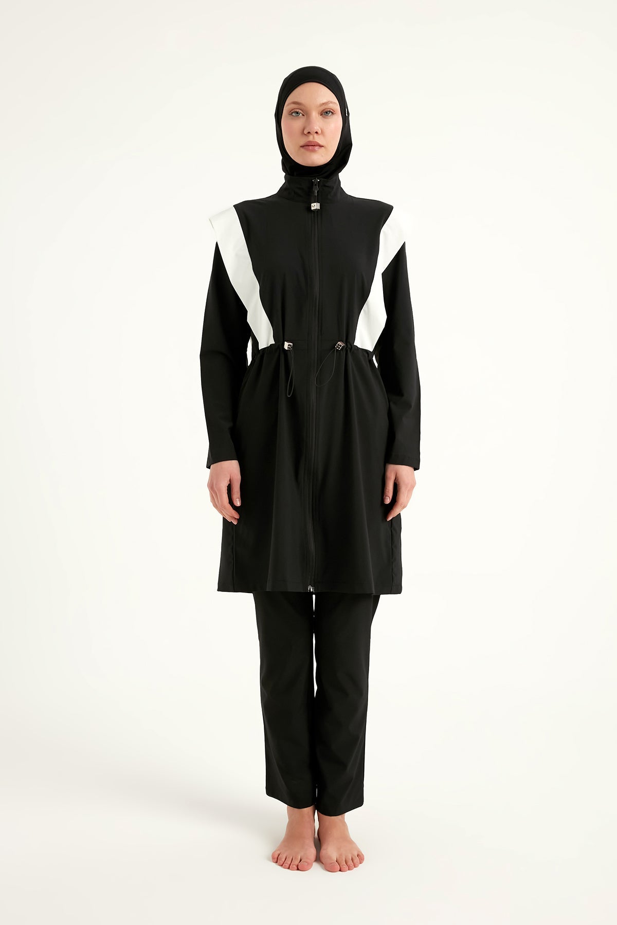 Black Adjustable Waist Modest Burkini Set M2526-1
