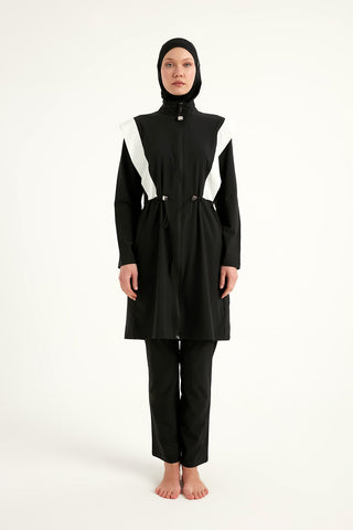 Black Adjustable Waist Modest Burkini Set M2526-1