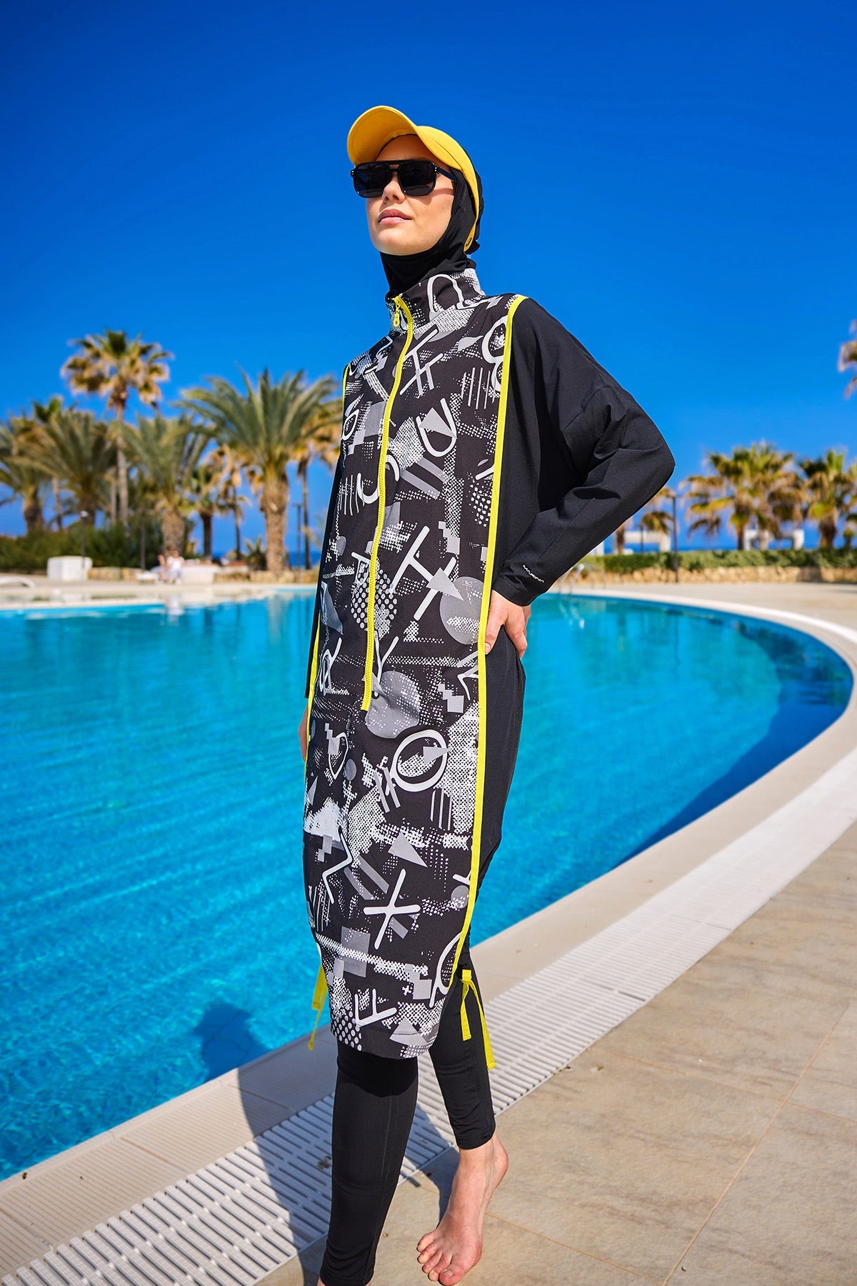 Black Full Coverage Modest Swimwear Burkini Set M2536 - Glamourous Grace