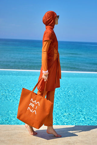 Full Coverage Islamic Swimsuit with Waist Tie | M2523-2 - Glamourous Grace