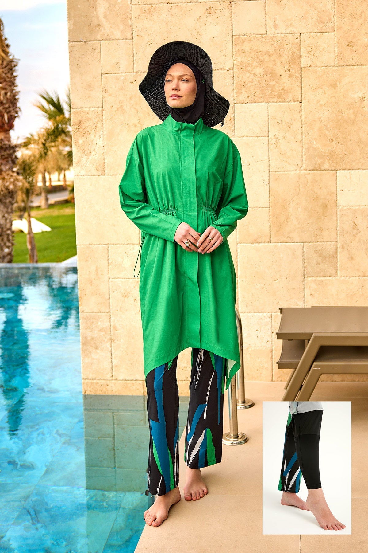 Green High Performance Full Coverage Burkini Set M2503-1 - Glamourous Grace