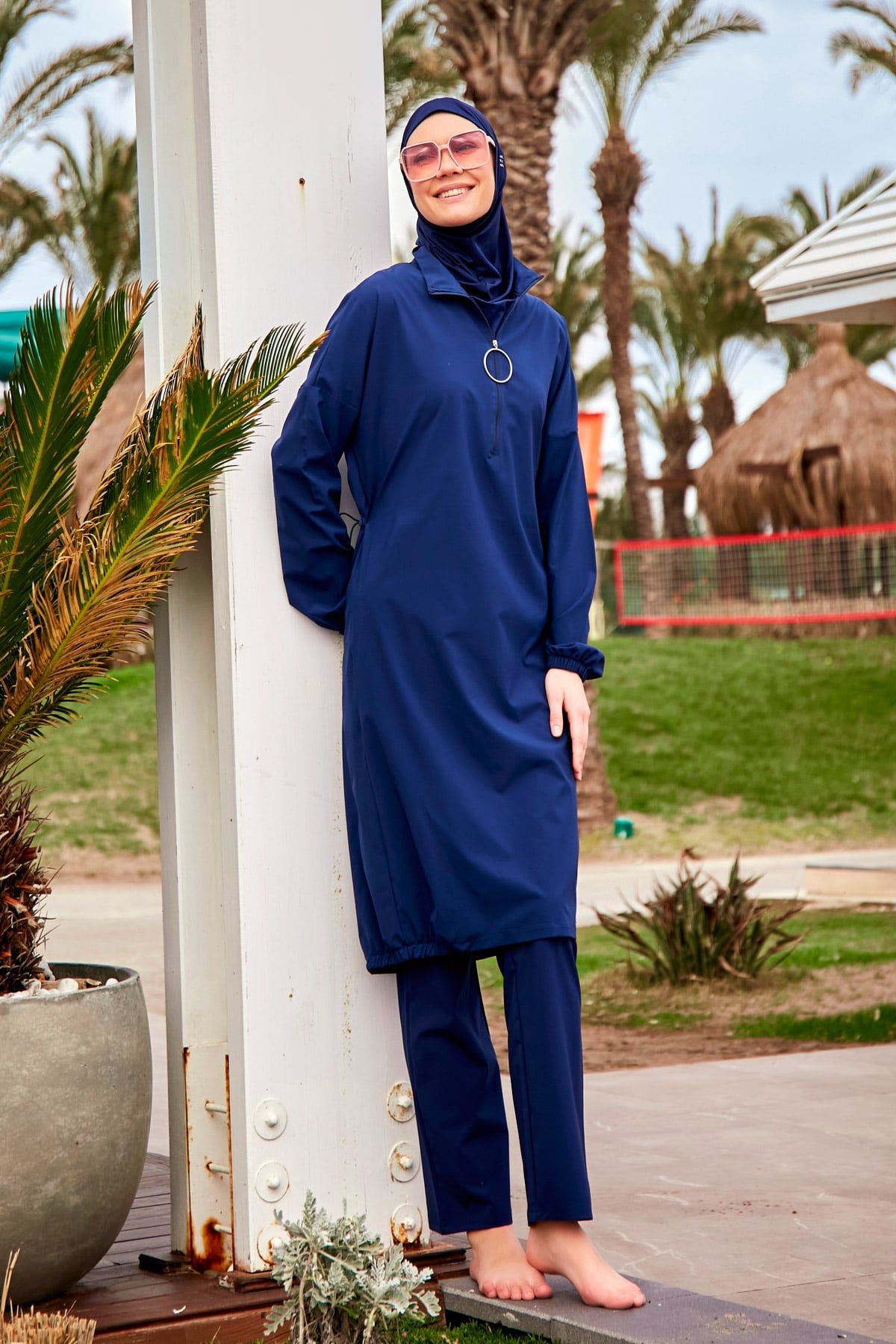 Woven Navy Burkini Modest Swimwear-M2403 - Glamourous Grace