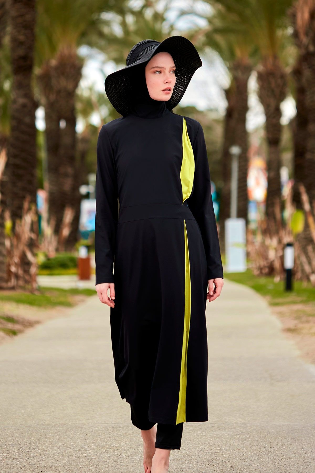 Woven Black Burkini Modest Swimwear M2420 - Glamourous Grace