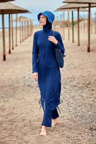Woven Navy Burkini Modest Swimwear M2416 - Glamourous Grace