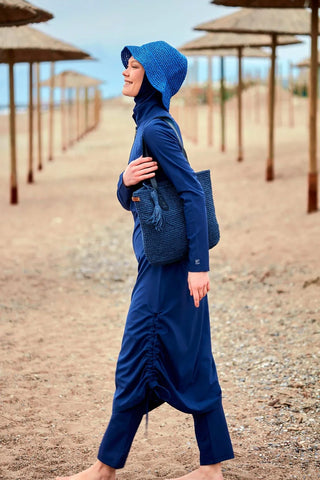 Woven Navy Burkini Modest Swimwear M2416 - Glamourous Grace