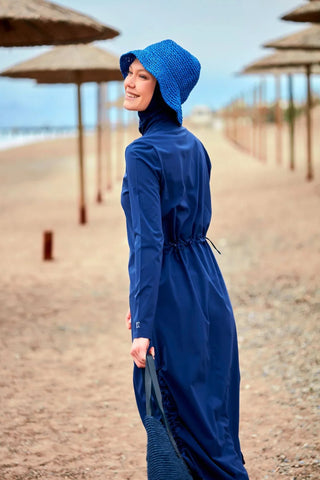 Woven Navy Burkini Modest Swimwear M2416 - Glamourous Grace