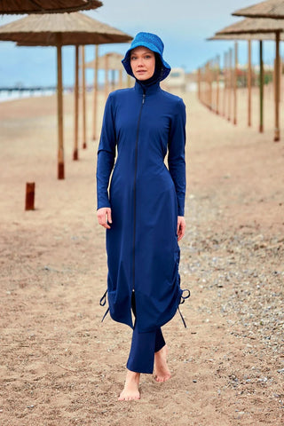 Woven Navy Burkini Modest Swimwear M2416 - Glamourous Grace