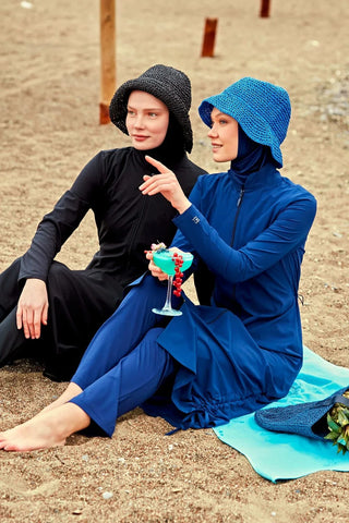 Woven Navy Burkini Modest Swimwear M2416 - Glamourous Grace