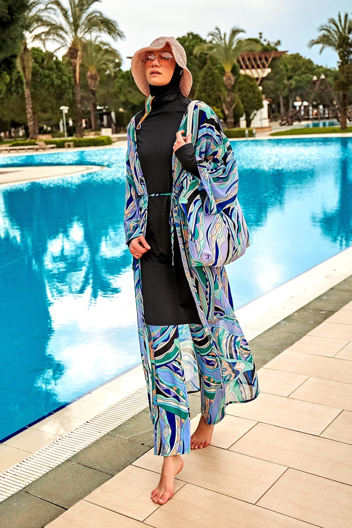 Lycra Black Burkini Modest Swimwear M2477 - Glamourous Grace