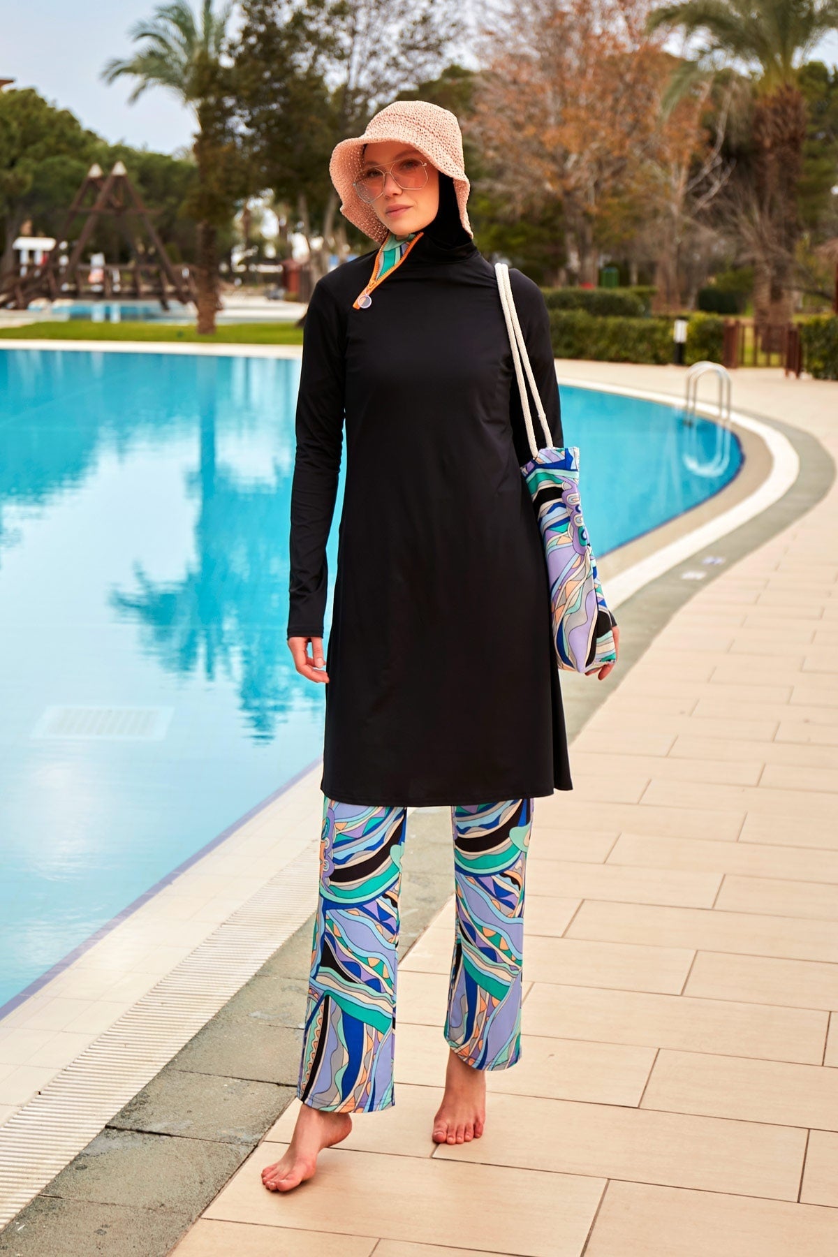 Lycra Black Burkini Modest Swimwear M2477 - Glamourous Grace