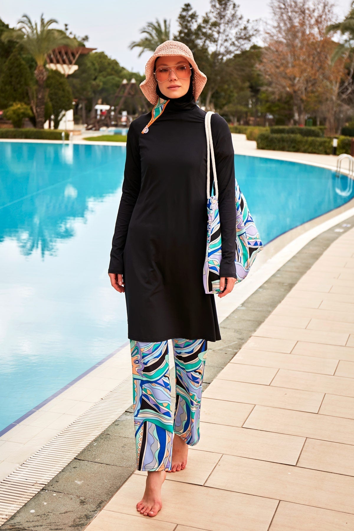 Lycra Black Burkini Modest Swimwear M2477 - Glamourous Grace