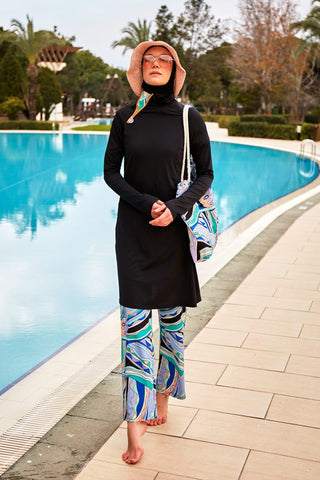 Lycra Black Burkini Modest Swimwear M2477 - Glamourous Grace
