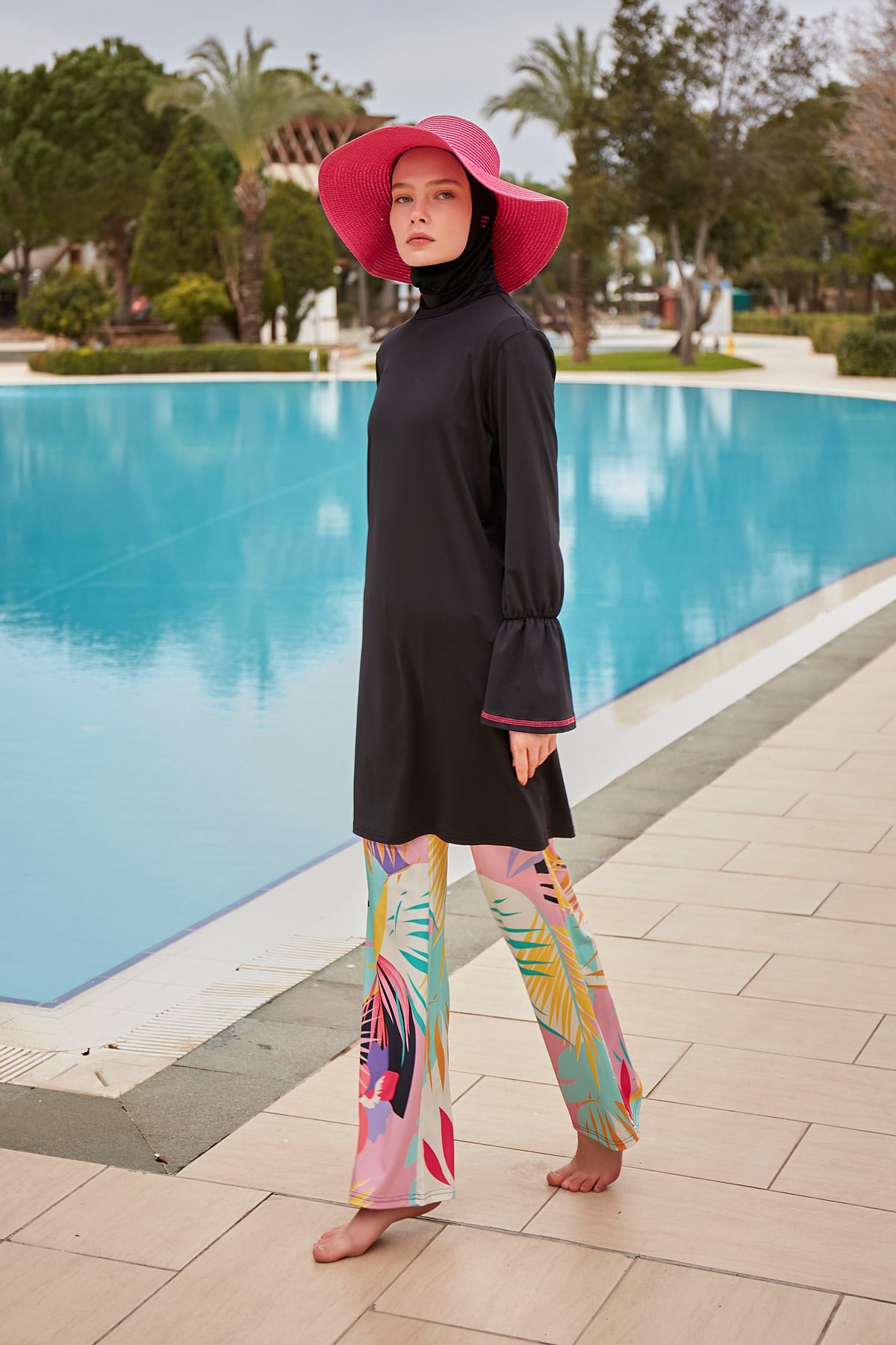 Lycra Black Burkini Modest Swimwear-M2480 - Glamourous Grace