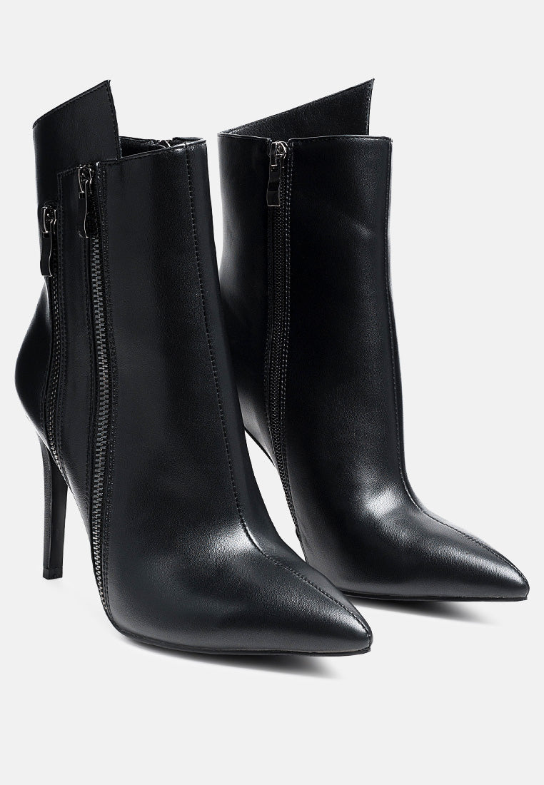Marsale High Low Faux Leather Stiletto Boots - Glamourous Grace