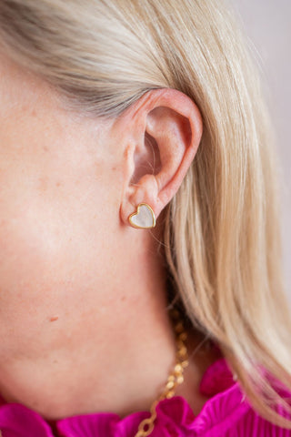 Martha - Heart Mother of pearl stud earring - 18k gold plated-Darby Clark Collection - Glamourous Grace