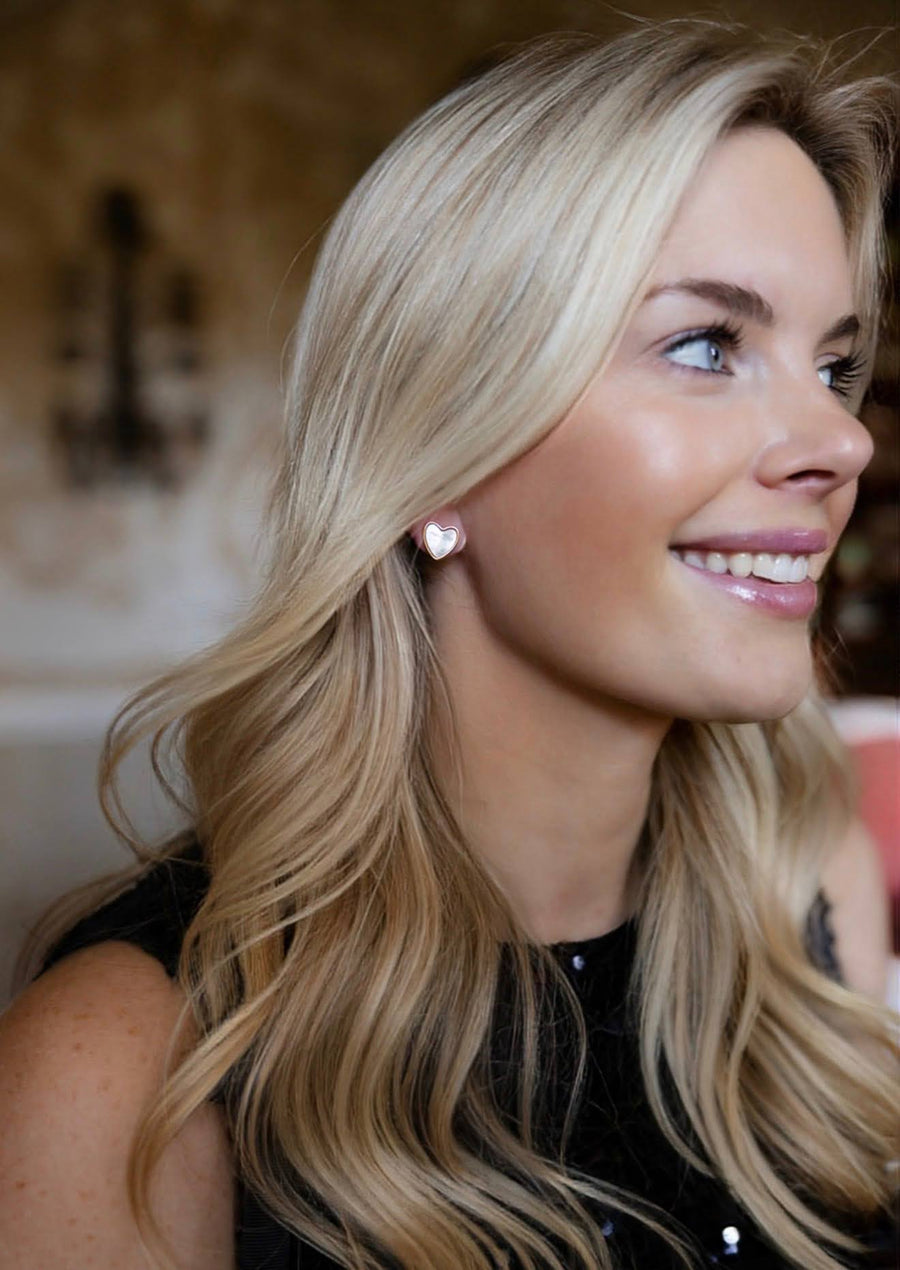 Martha - Heart Mother of pearl stud earring - 18k gold plated-Darby Clark Collection - Glamourous Grace