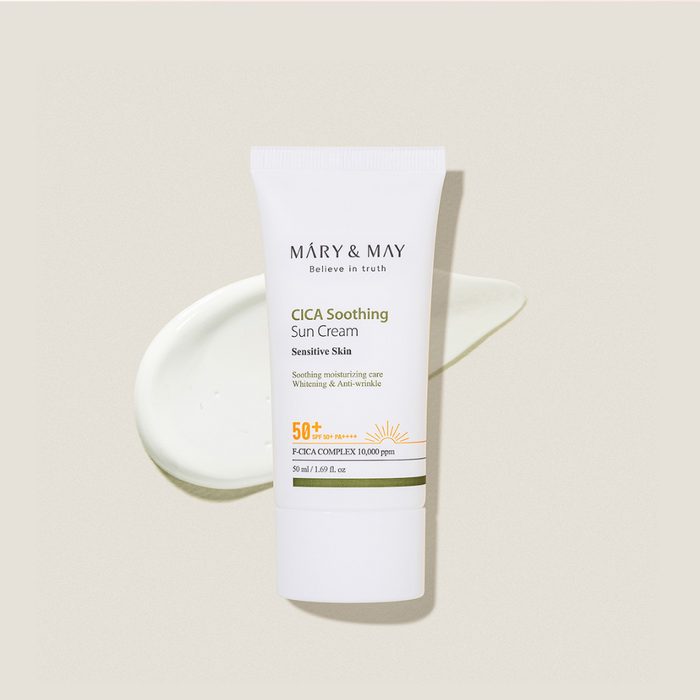 [MARY & MAY] Vegan CICA Soothing Sun Cream SPF50+ PA++++ 50ml - Glamourous Grace