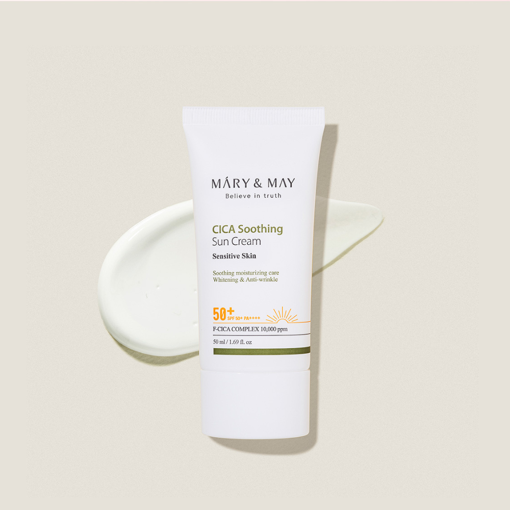 [MARY & MAY] Vegan CICA Soothing Sun Cream SPF50+ PA++++ 50ml - Glamourous Grace