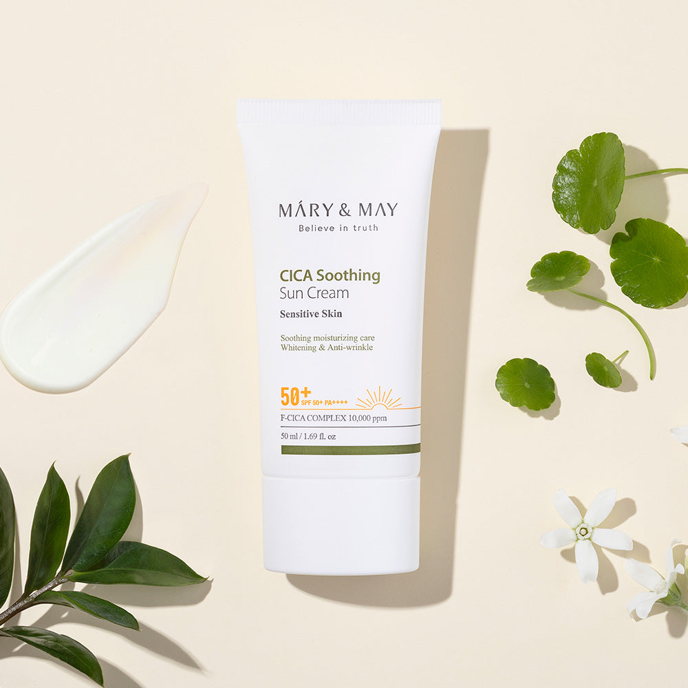 [MARY & MAY] Vegan CICA Soothing Sun Cream SPF50+ PA++++ 50ml - Glamourous Grace