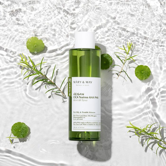 [MARY & MAY] Vegan CICA Tea Tree AHA PHA Blemish Toner 200ml - Glamourous Grace