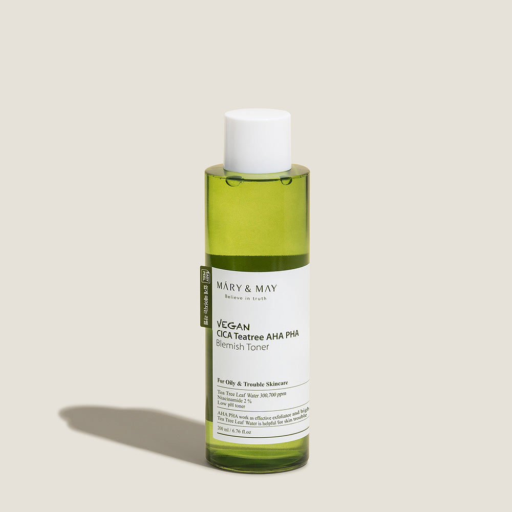[MARY & MAY] Vegan CICA Tea Tree AHA PHA Blemish Toner 200ml - Glamourous Grace