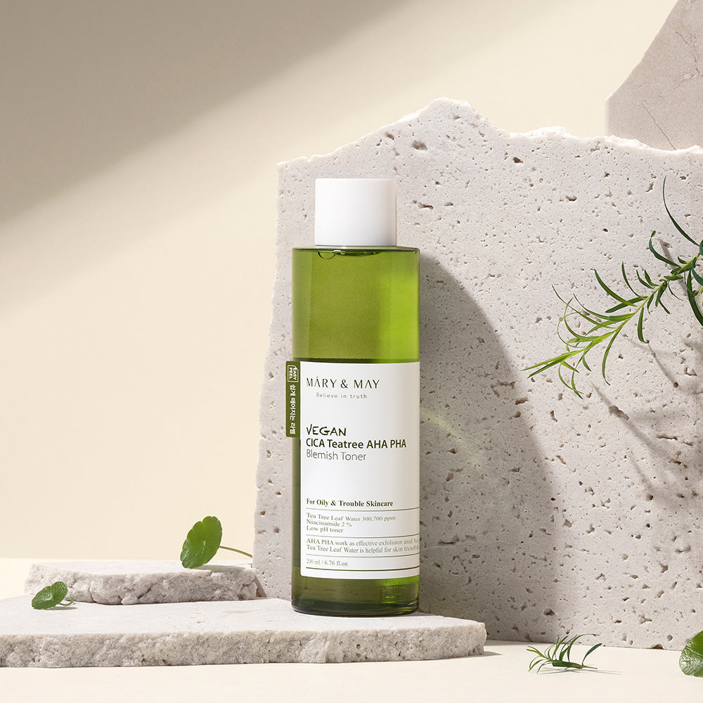 [MARY & MAY] Vegan CICA Tea Tree AHA PHA Blemish Toner 200ml - Glamourous Grace