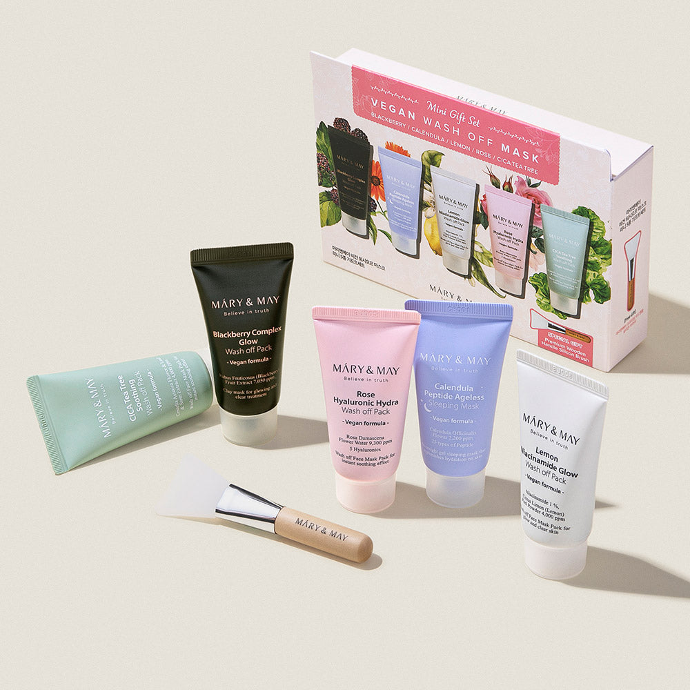 [MARY & MAY] Vegan Wash Off Mask Mini Gift Set (30g x 5) - Glamourous Grace