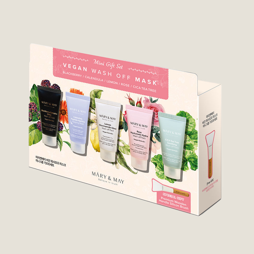 [MARY & MAY] Vegan Wash Off Mask Mini Gift Set (30g x 5) - Glamourous Grace