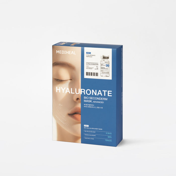 MEDIHEAL Hyaluronate Bio Seconderm Mask Deep Moisturizing (Ampoule 4ml + Mask 23ml) X 10ea - Glamourous Grace
