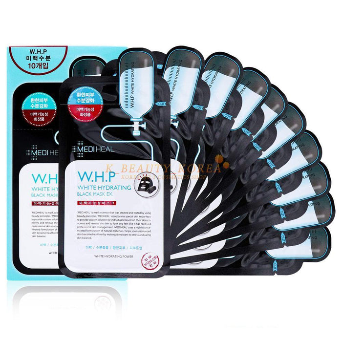 MEDIHEAL W.H.P White Hydrating Black Mask EX 25ml x 10ea - Glamourous Grace