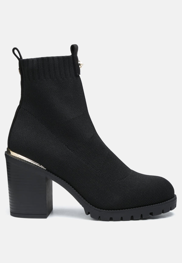 Medusa Knitted Block Heel Ankle Boots - Glamourous Grace