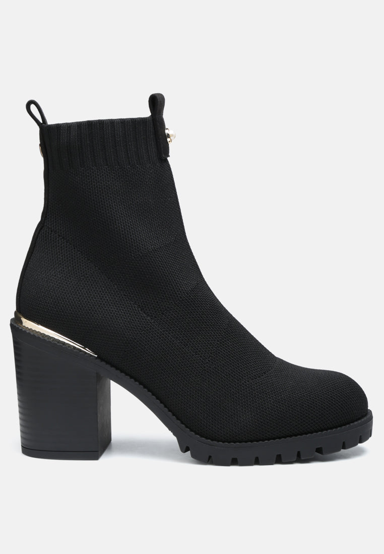Medusa Knitted Block Heel Ankle Boots - Glamourous Grace