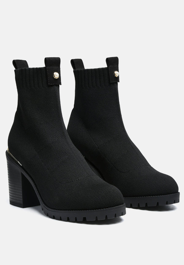 Medusa Knitted Block Heel Ankle Boots - Glamourous Grace