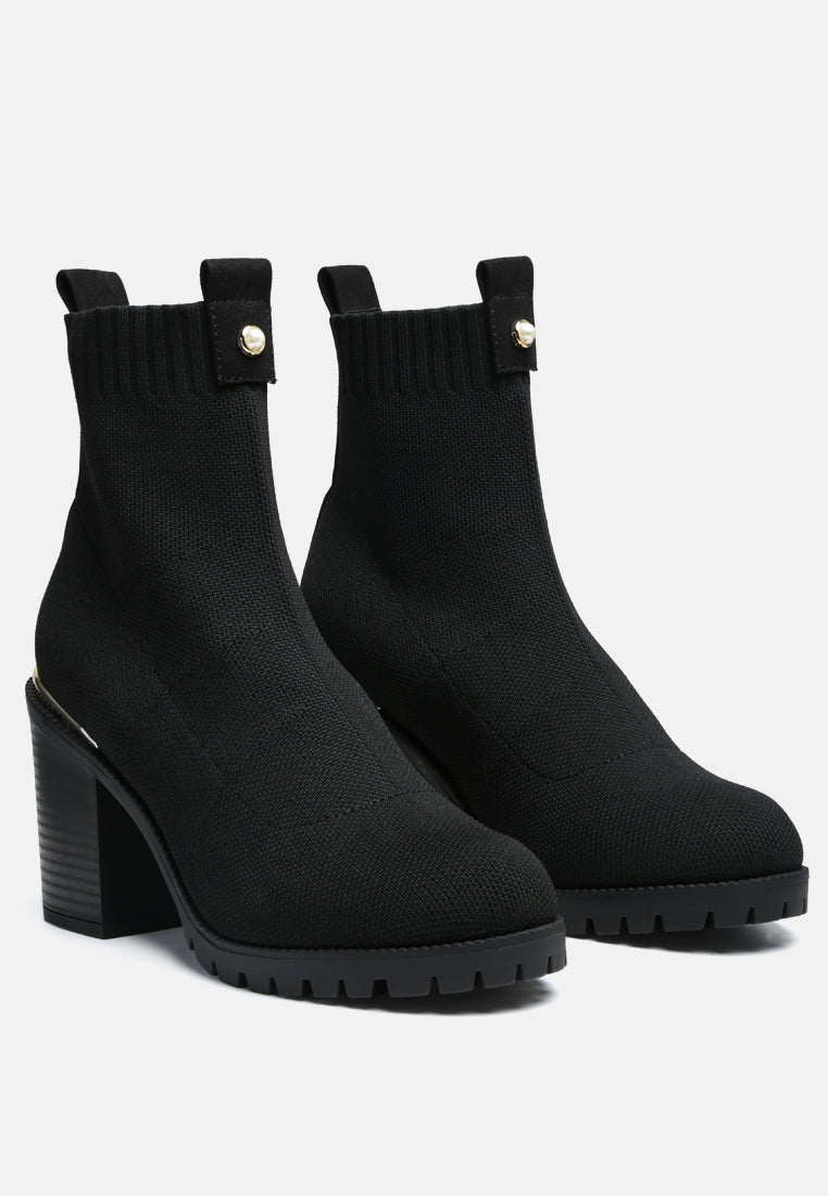 Medusa Knitted Block Heel Ankle Boots - Glamourous Grace
