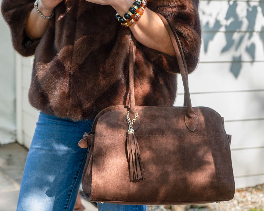 Megan -  Faux Suede Medicine Bag - Glamourous Grace