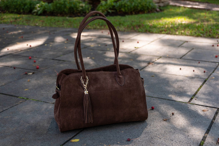 Megan -  Faux Suede Medicine Bag - Glamourous Grace