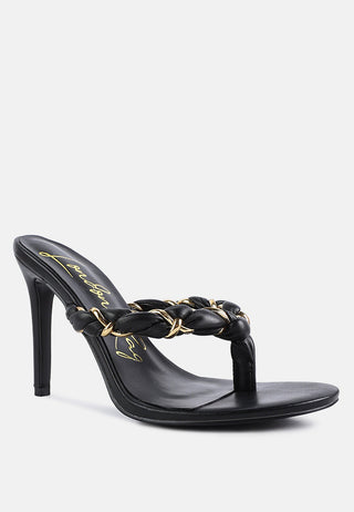 Melodrama Stiletto Heel Braided Thong Sandals - Glamourous Grace