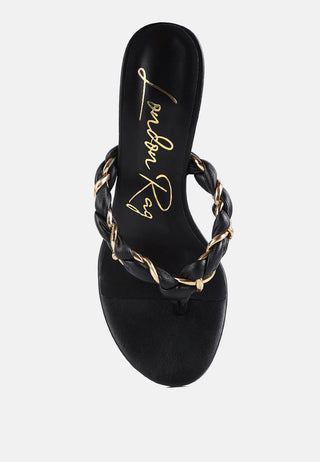 Melodrama Stiletto Heel Braided Thong Sandals - Glamourous Grace