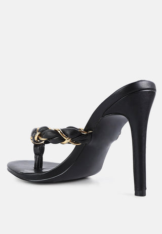 Melodrama Stiletto Heel Braided Thong Sandals - Glamourous Grace