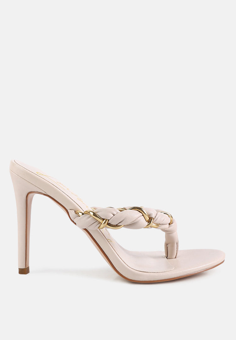 Melodrama Stiletto Heel Braided Thong Sandals - Glamourous Grace