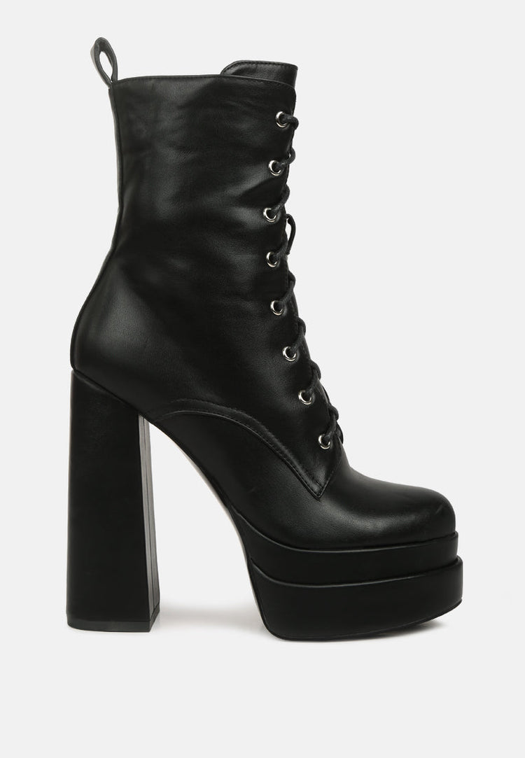 Meows Faux Leather High Heel Platform Ankle Boots - Glamourous Grace